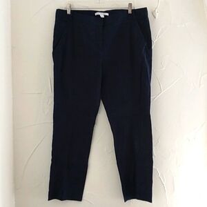 Diane Von Furstenberg Linen Blend‎ Blue Carissa Pants Size 14 New